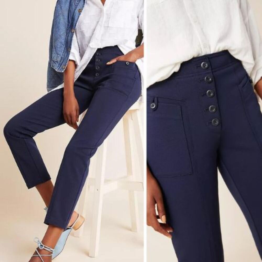 NWT Anthropologie Navy Bryson Tapered Pants | 4